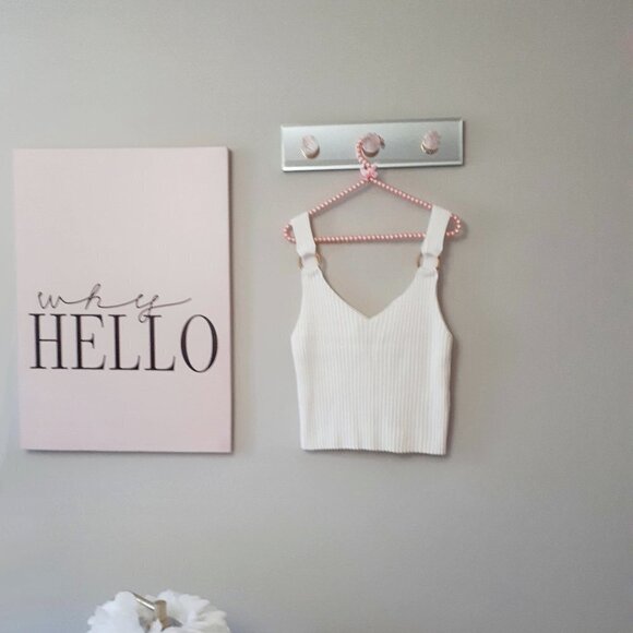 NWT Club Monaco cream ribbed ring accent linen cotton blend tank top - Picture 9 of 10